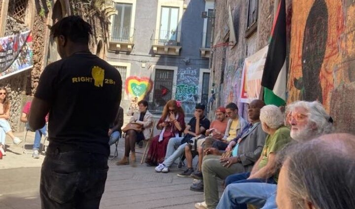 assemblea in via Carro a San Berillo nel primo maggio del lavoro migrante