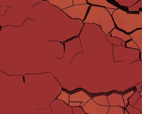 riproduzione parziale della copertina che rappresenta l'Italia segnata dalle fratture del terremoto